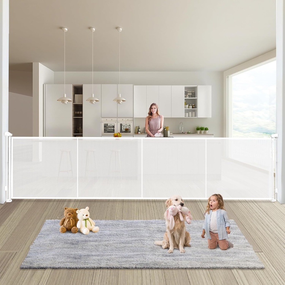 Retractable Baby/ Dog Gate - 200" Wide, 37" Tall